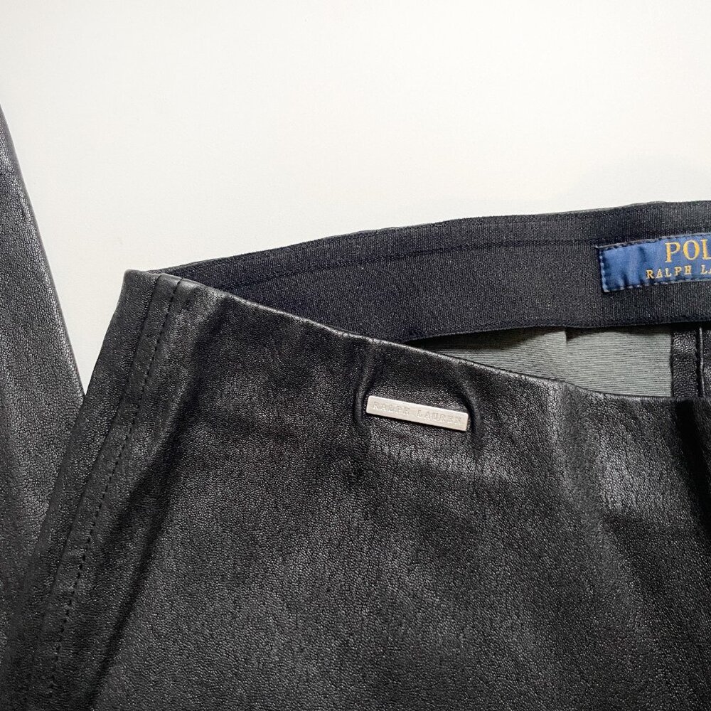 Polo Ralph Lauren Lamb Leather Skinny Trouser Leggings Black Size Medium - Picture 7 of 13
